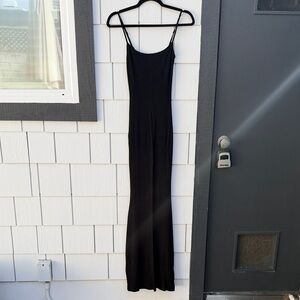 Black Maxi Slip Dress with Thin Straps